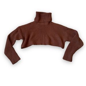 Brown cropped forever 21 knit turtleneck sweater